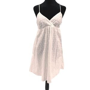 Vtg Y2K Babydoll Dress Womens M‎ White Eyelet Cotton Embroidered Sorority  Beach